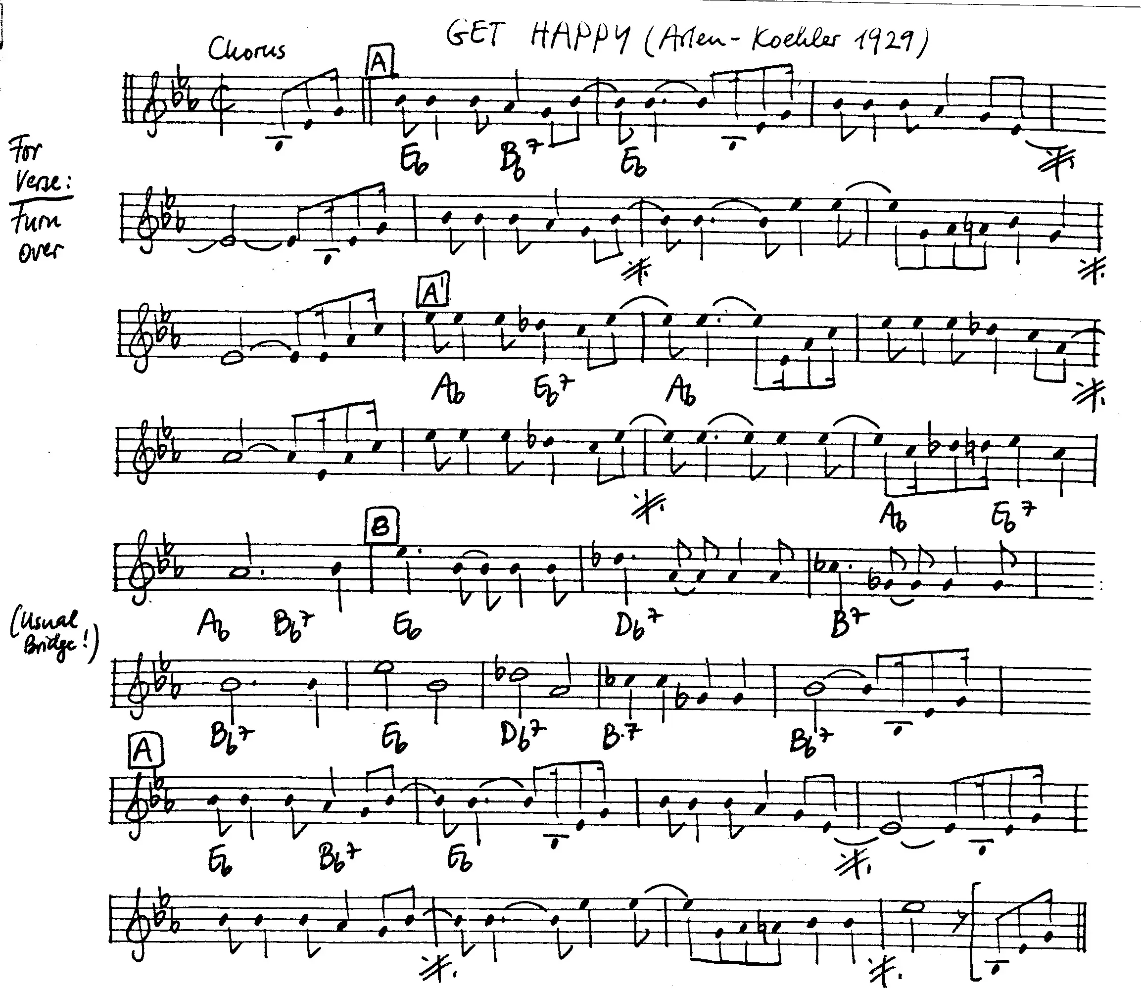 get happy free jazz leadsheet - Courtesy of the Jungle Jazz Band